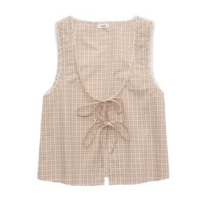 Aerie Off-Duty Poplin Tie Front Tank Top